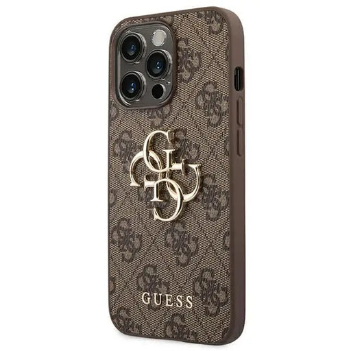 Guess 4G Big Metal Logo Case for iPhone 14 Pro - Brown - Cell phone cases and covers<<<HurtelXML
