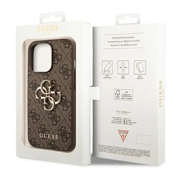 Guess 4G Big Metal Logo Case for iPhone 14 Pro - Brown - Cell phone cases and covers<<<HurtelXML