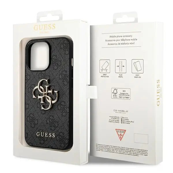 Guess 4G Big Metal Logo Case for iPhone 14 Pro Max - Gray - Cell phone cases and covers<<<HurtelXML