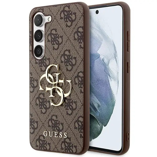 Guess 4G Big Metal Logo case for Samsung Galaxy S24+ - brown - Cell phone cases and covers<<<HurtelXML