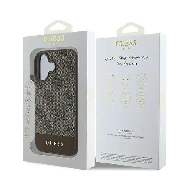 Guess 4G Bottom Stripe Case for iPhone 16 Plus 6.7’’ - Brown - Cell phone cases and covers<<<HurtelXML