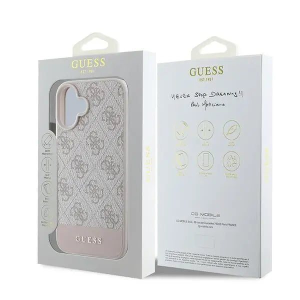 Guess 4G Bottom Stripe Case for iPhone 16 Plus 6.7’’ - Pink - Cell phone cases and covers<<<HurtelXML