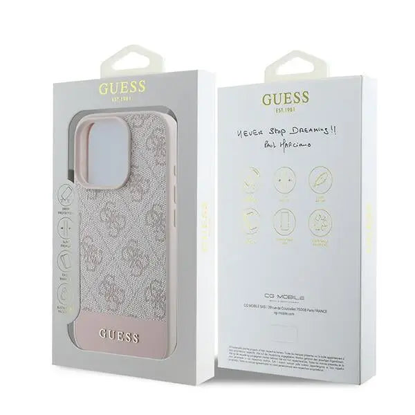 Guess 4G Bottom Stripe Case for iPhone 16 Pro Max - Pink - Cell phone cases and covers<<<HurtelXML