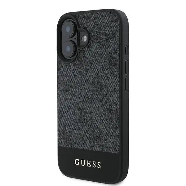 Guess 4G Bottom Stripe iPhone 16 Case - Gray - Cell phone cases and covers<<<HurtelXML