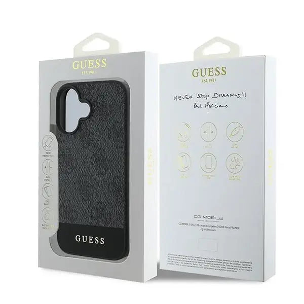 Guess 4G Bottom Stripe iPhone 16 Case - Gray - Cell phone cases and covers<<<HurtelXML