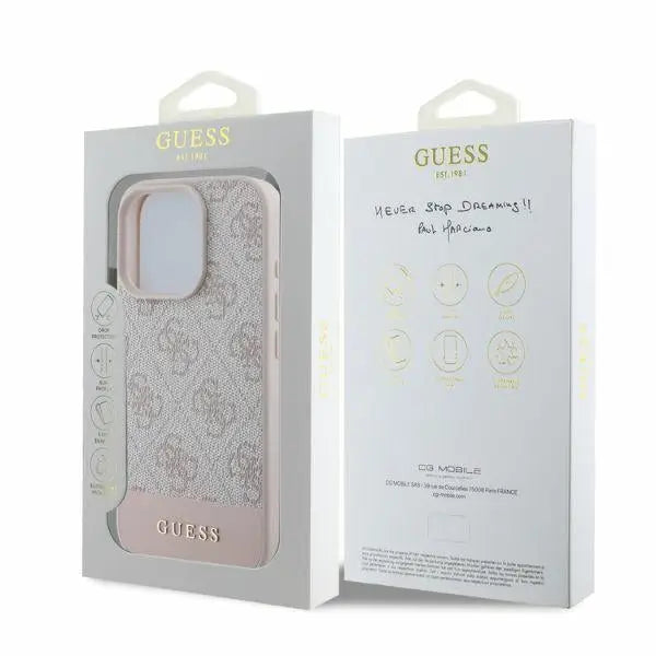 Guess 4G Bottom Stripe iPhone 16 Pro Case - Pink - Cell phone cases and covers<<<HurtelXML