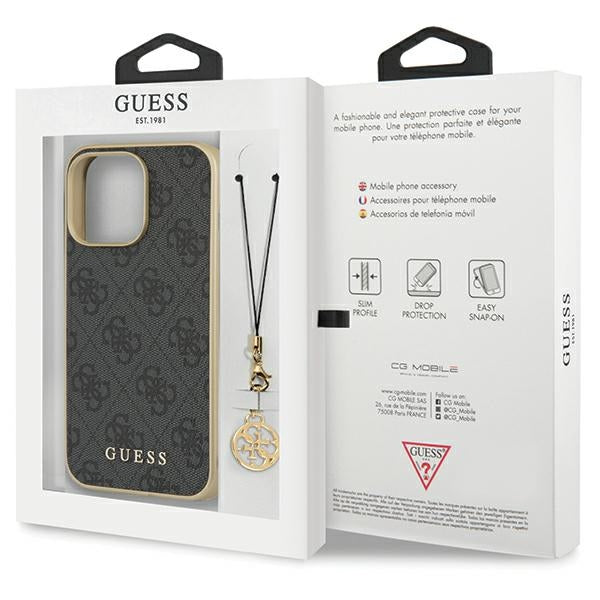 Guess 4G Charms Collection case for iPhone 14 Pro Max - gray - Cell phone cases and covers<<<HurtelXML