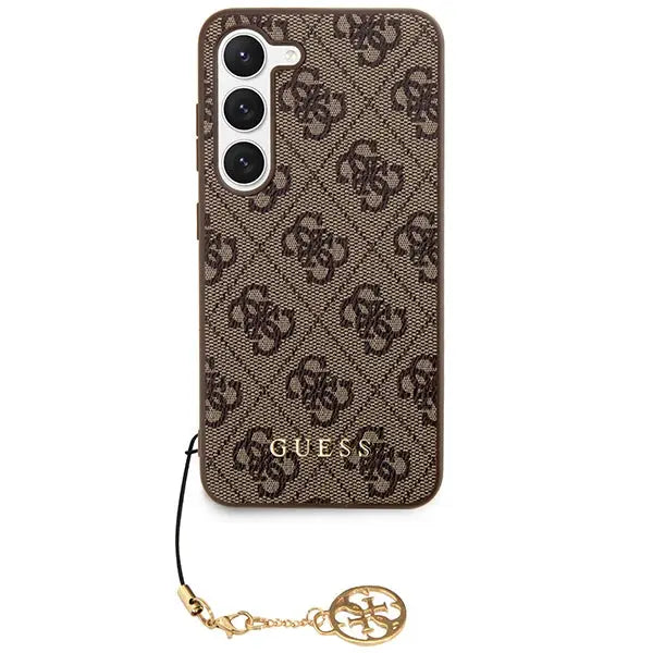 Guess 4G Charms Collection case for Samsung Galaxy S24 - brown - Cell phone cases and covers<<<HurtelXML