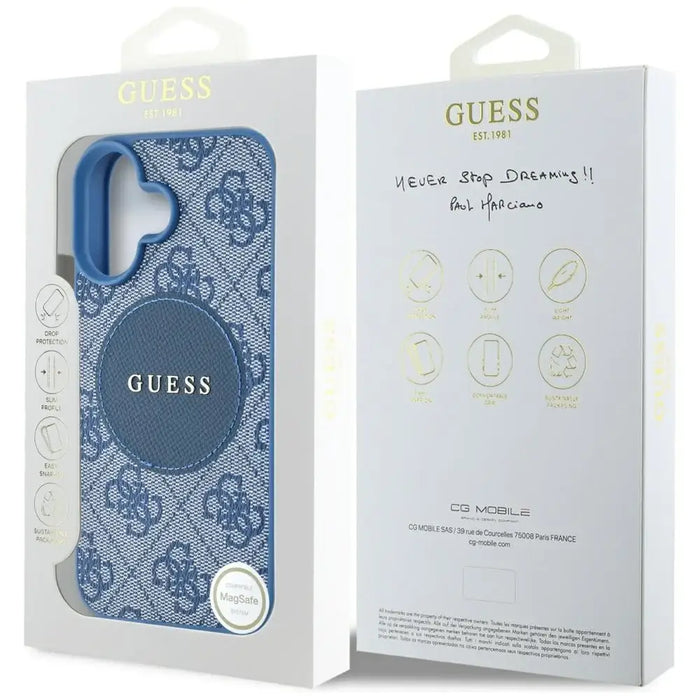 Guess 4G Circle Classic Logo MagSafe case for iPhone 16 - blue - Cell phone cases and covers<<<HurtelXML