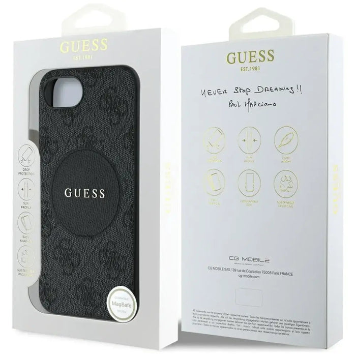 Guess 4G Circle Classic Logo MagSafe case for iPhone 16e - black - Cell phone cases and covers<<<HurtelXML