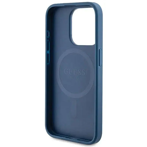 Guess 4G Collection Leather Metal Logo MagSafe Case for iPhone 14 Pro Max - Blue - Cell phone cases
