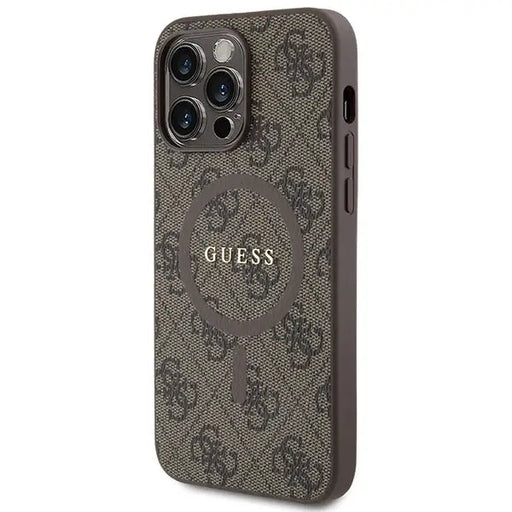 Guess 4G Collection Leather Metal Logo MagSafe Case for iPhone 14 Pro - Brown - Cell phone cases and covers<<<HurtelXML