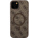 Guess 4G Collection Leather Metal Logo MagSafe Case for iPhone 15 Plus / 14 Plus - Brown - Cell phone cases