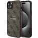 Guess 4G Collection Leather Metal Logo MagSafe Case for iPhone 15 Plus / 14 Plus - Brown - Cell phone cases