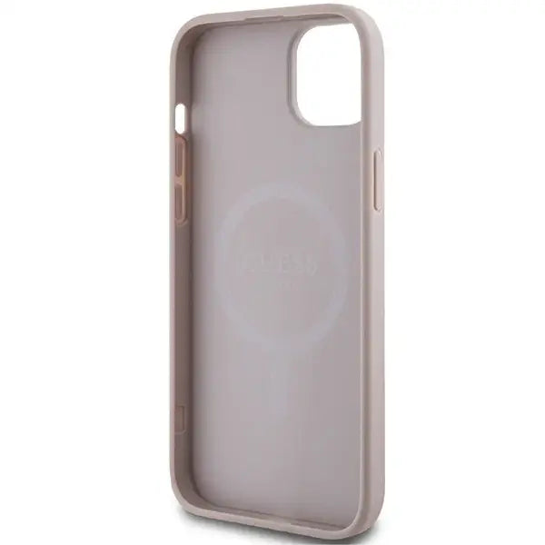 Guess 4G Collection Leather Metal Logo MagSafe Case for iPhone 15 Plus / 14 Plus - Pink - Cell phone cases