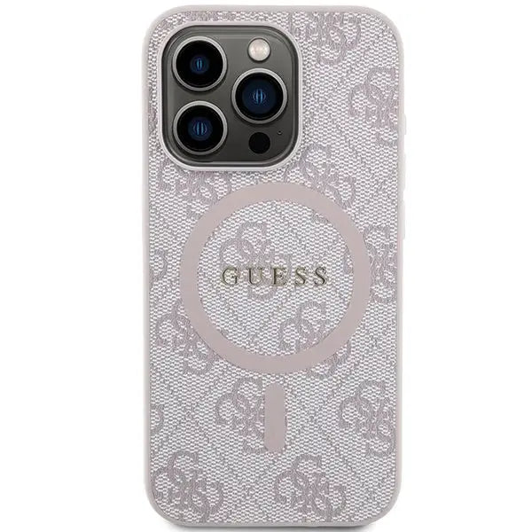Guess 4G Collection Leather Metal Logo MagSafe Case for iPhone 15 Pro - Pink - Cell phone cases and covers<<<HurtelXML