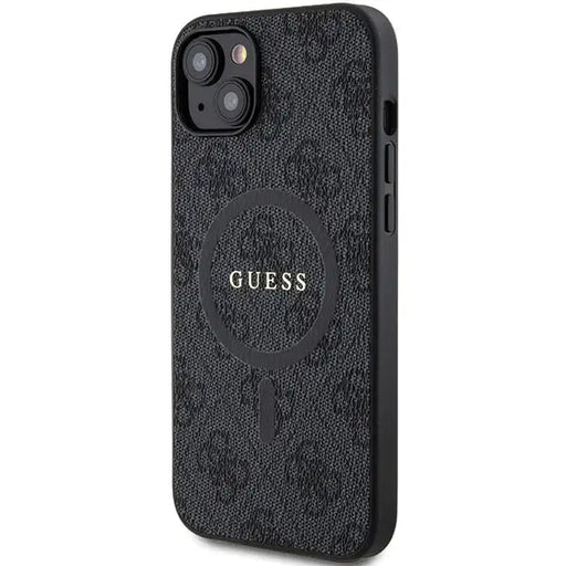 Guess 4G Collection Leather Metal Logo MagSafe Case for iPhone 14/15/13 - Black - Cell phone cases