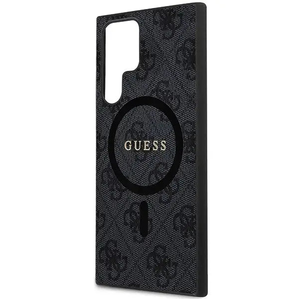 Guess 4G Collection Leather Metal Logo MagSafe Case for Samsung Galaxy S24 Ultra - Black - Cell phone cases