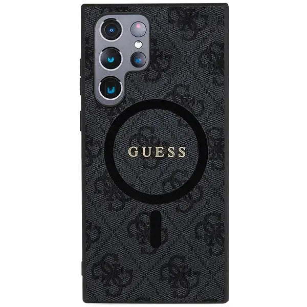 Guess 4G Collection Leather Metal Logo MagSafe Case for Samsung Galaxy S24 Ultra - Black - Cell phone cases