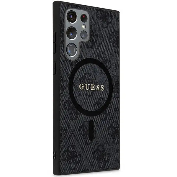 Guess 4G Collection Leather Metal Logo MagSafe Case for Samsung Galaxy S24 Ultra - Black - Cell phone cases