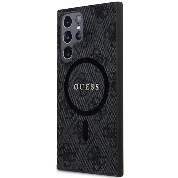 Guess 4G Collection Leather Metal Logo MagSafe Case for Samsung Galaxy S24 Ultra - Black - Cell phone cases