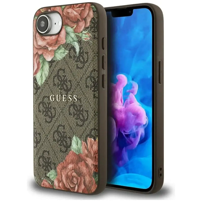 Guess 4G Flowers Print MagSafe case for iPhone 16e - brown - Cell phone cases and covers<<<HurtelXML