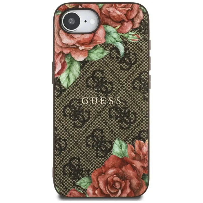 Guess 4G Flowers Print MagSafe case for iPhone 16e - brown - Cell phone cases and covers<<<HurtelXML