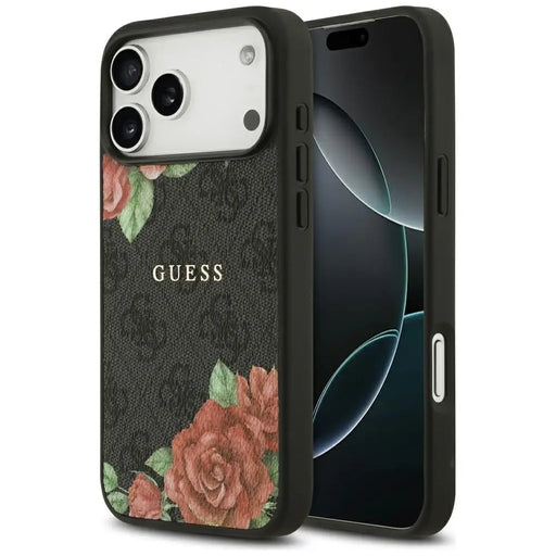Guess 4G Flowers Print MagSafe case for iPhone 17 Pro - black - Cell phone cases and covers<<<HurtelXML