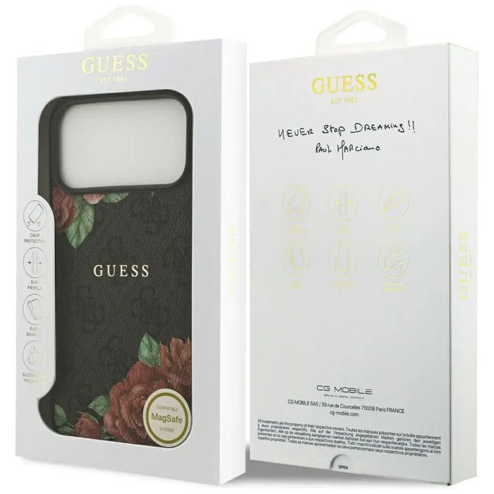 Guess 4G Flowers Print MagSafe case for iPhone 17 Pro - black - Cell phone cases and covers<<<HurtelXML
