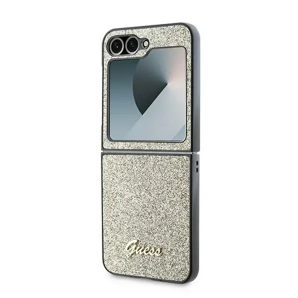 Guess 4G Glitter Script Case for Samsung Galaxy Z Flip 6 - Gold - Cell phone cases and covers<<<HurtelXML