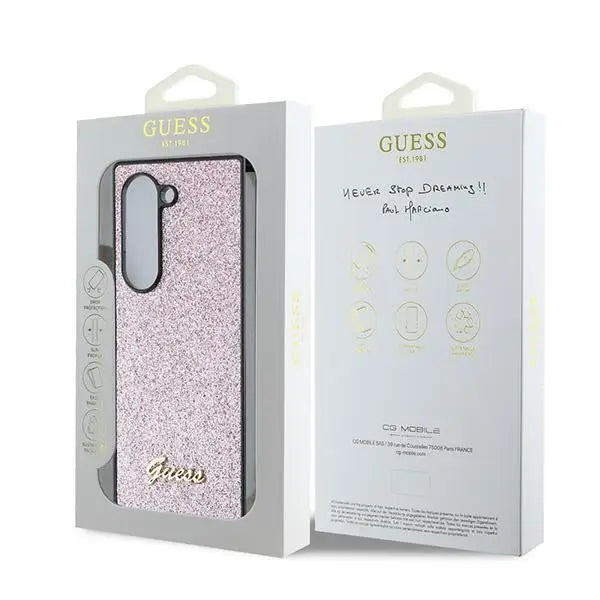 Guess 4G Glitter Script Case for Samsung Galaxy Z Fold 6 - Pink - Cell phone cases and covers<<<HurtelXML