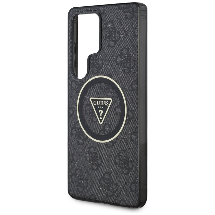 Guess 4G Glitter Triangle Buttons MagSafe Case for Samsung Galaxy S25 Ultra Black - Cell phone cases