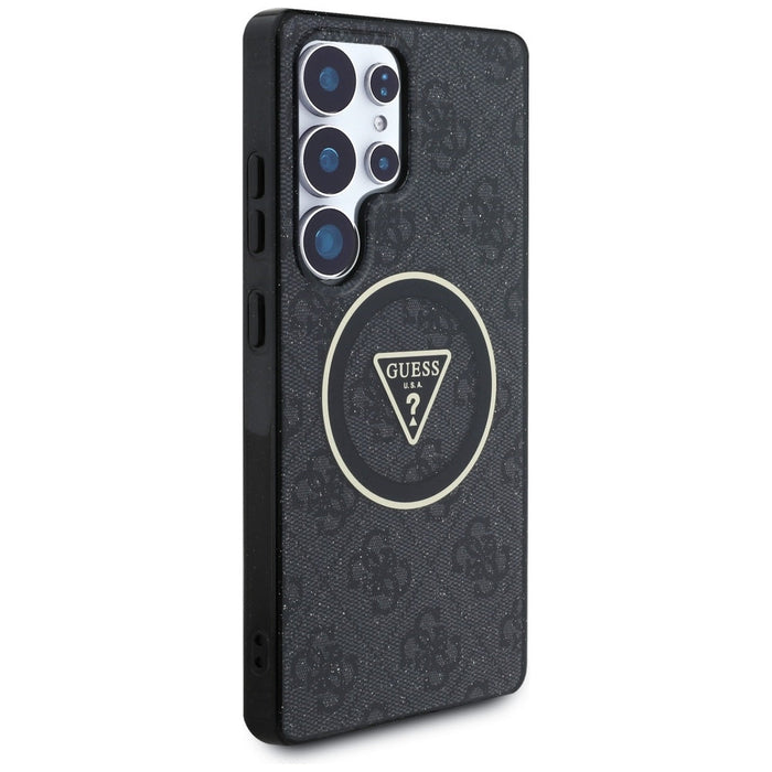 Guess 4G Glitter Triangle Buttons MagSafe Case for Samsung Galaxy S25 Ultra Black - Cell phone cases