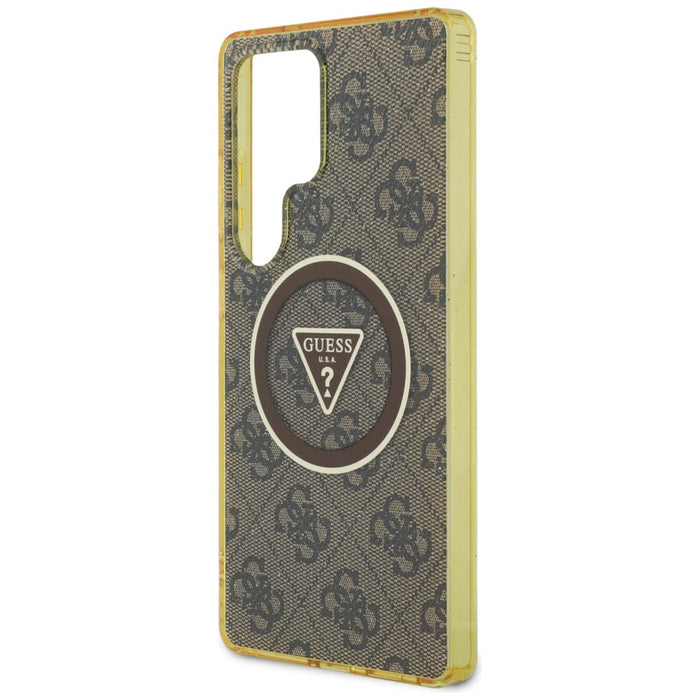 Guess 4G Glitter Triangle Buttons MagSafe Case for Samsung Galaxy S25 Ultra Brown - Cell phone cases