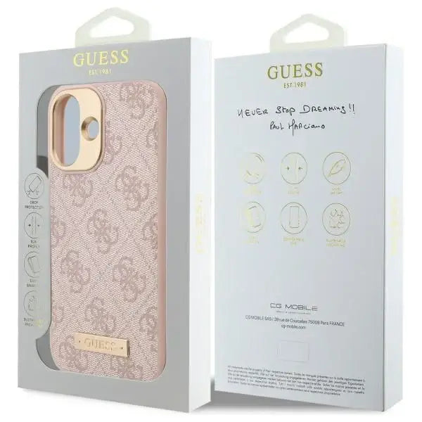 Guess 4G Logo Plate MagSafe Case for iPhone 16 Plus - Pink - Cell phone cases and covers<<<HurtelXML