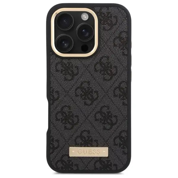 Guess 4G Logo Plate MagSafe Case for iPhone 16 Pro Max - Black - Cell phone cases and covers<<<HurtelXML