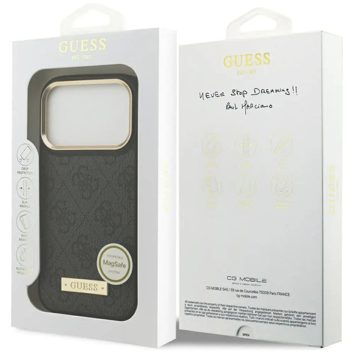 Guess 4G Logo Plate MagSafe Case for iPhone 17 Pro - Black - Cell phone cases and covers<<<HurtelXML
