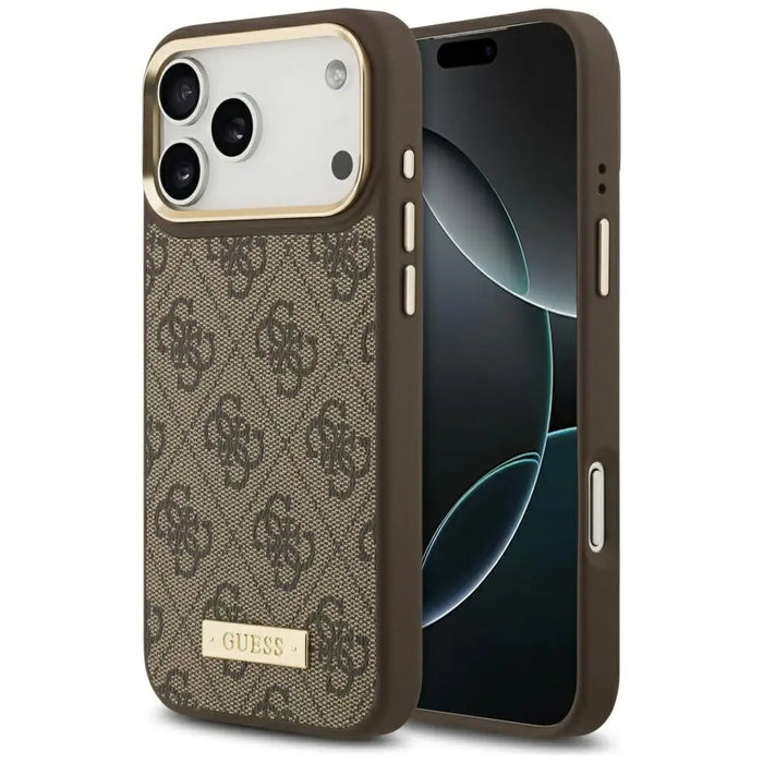 Guess 4G Logo Plate MagSafe Case for iPhone 17 Pro Max - Brown - Cell phone cases and covers<<<HurtelXML