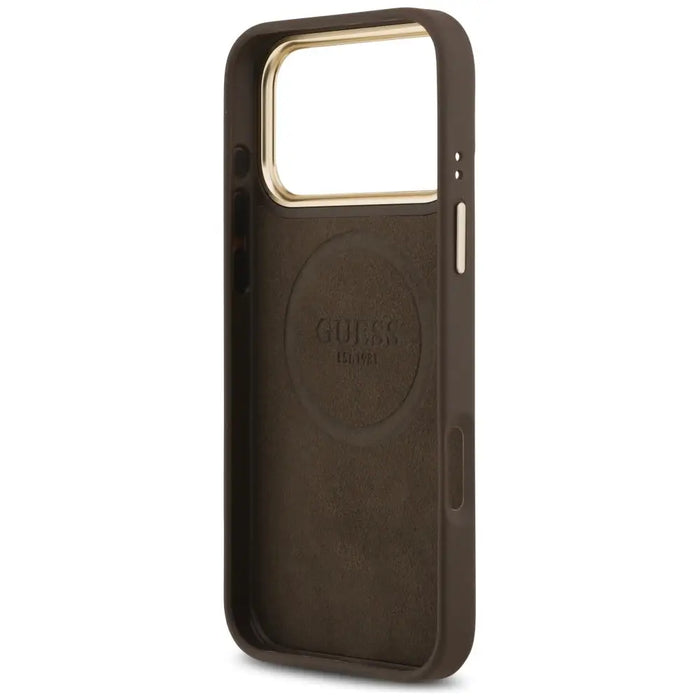 Guess 4G Logo Plate MagSafe Case for iPhone 17 Pro Max - Brown - Cell phone cases and covers<<<HurtelXML