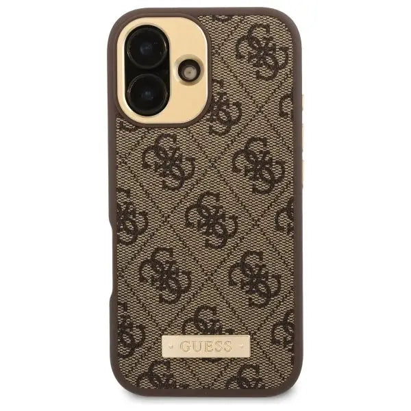 Guess 4G Logo Plate MagSafe iPhone 16 Case - Brown - Cell phone cases and covers<<<HurtelXML