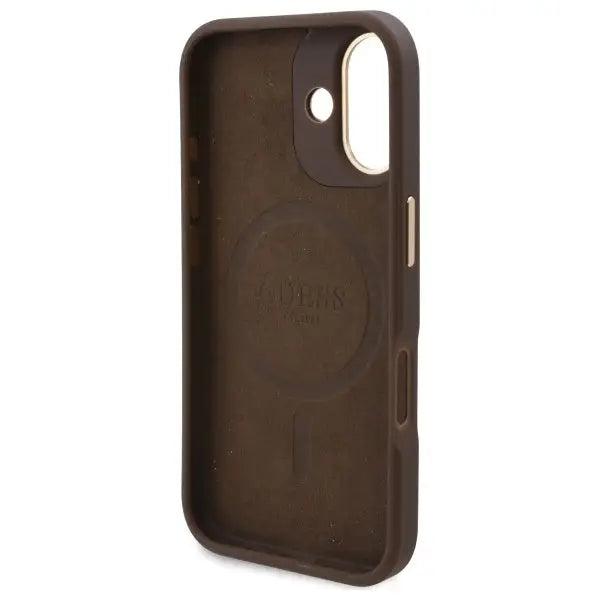 Guess 4G Logo Plate MagSafe iPhone 16 Case - Brown - Cell phone cases and covers<<<HurtelXML