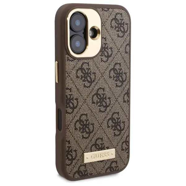 Guess 4G Logo Plate MagSafe iPhone 16 Case - Brown - Cell phone cases and covers<<<HurtelXML