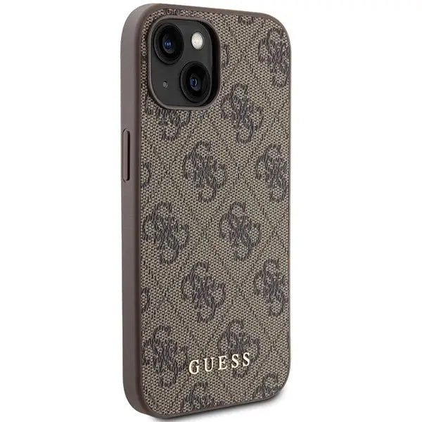 Guess 4G Metal Gold Logo case for iPhone 15 - brown - Cell phone cases and covers<<<HurtelXML