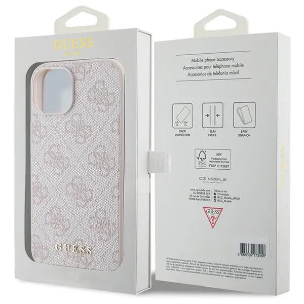 Guess 4G Metal Gold Logo case for iPhone 15 - pink - Cell phone cases and covers<<<HurtelXML