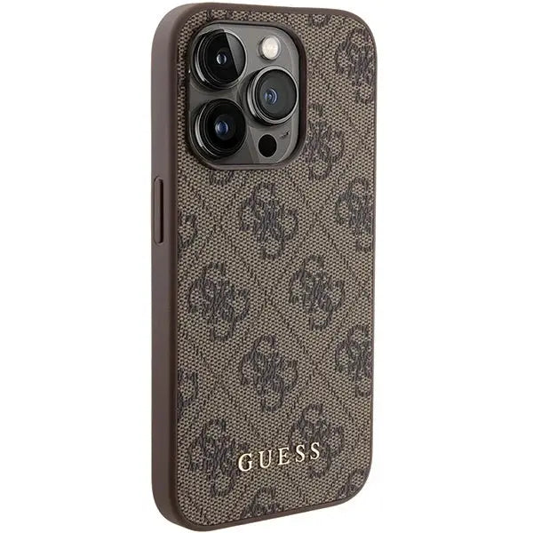 Guess 4G Metal Gold Logo case for iPhone 15 Pro - brown - Cell phone cases and covers<<<HurtelXML