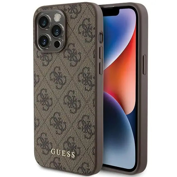 Guess 4G Metal Gold Logo case for iPhone 15 Pro Max - brown - Cell phone cases and covers<<<HurtelXML
