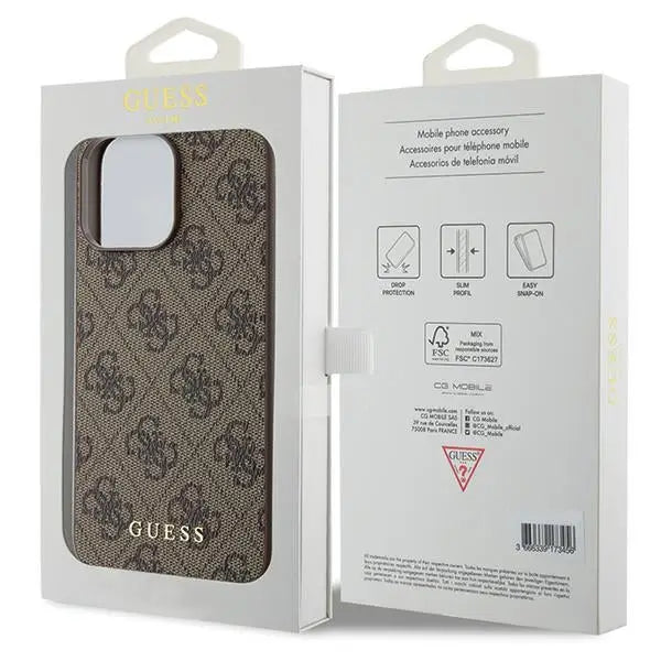 Guess 4G Metal Gold Logo case for iPhone 15 Pro Max - brown - Cell phone cases and covers<<<HurtelXML