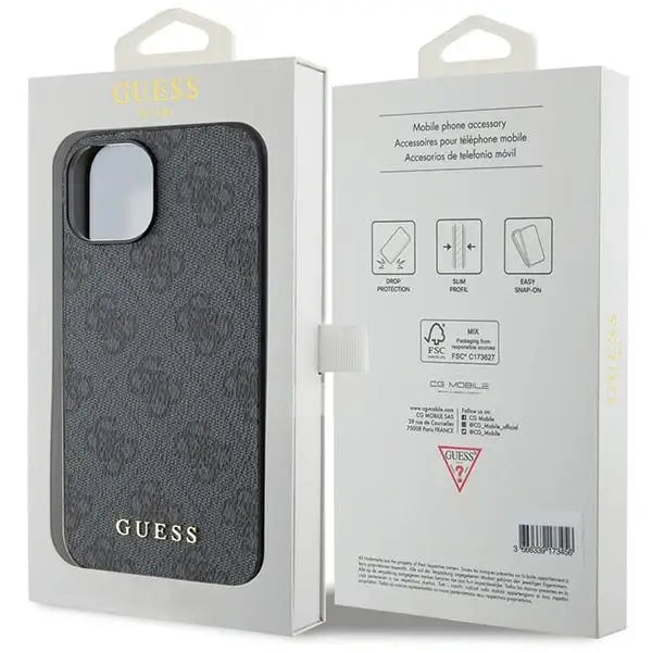 Guess 4G Metal Gold Logo iPhone 15 Case - Gray - Cell phone cases and covers<<<HurtelXML