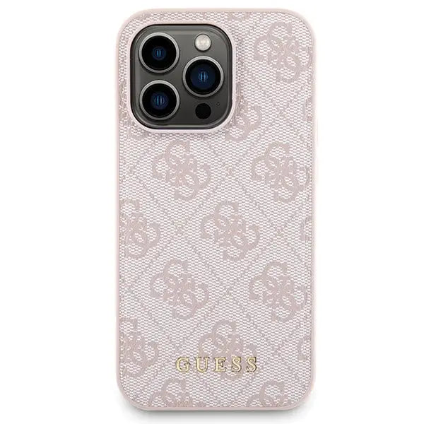 Guess 4G Metal Logo case set for iPhone 14 Pro + 5000mAh MagSafe power bank - pink - Cell phone cases