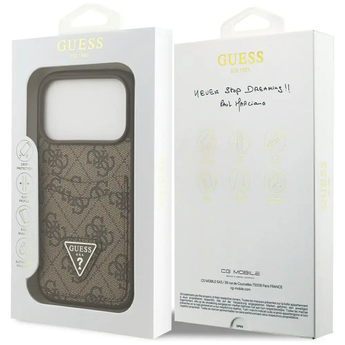 Guess 4G Nauble Card Triangle Case for iPhone 17 Pro - Brown - Cell phone cases and covers<<<HurtelXML